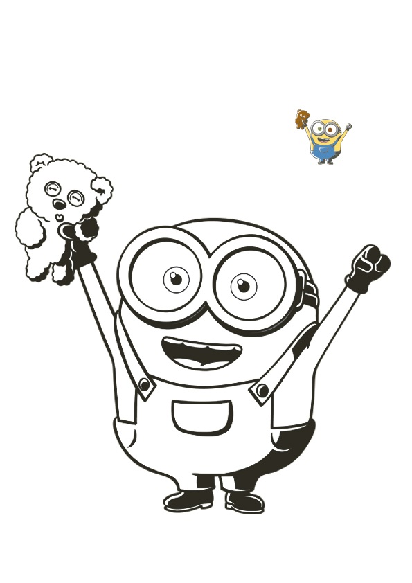 Coloriage Youpi Minion Est Heureux - Minions à imprimer